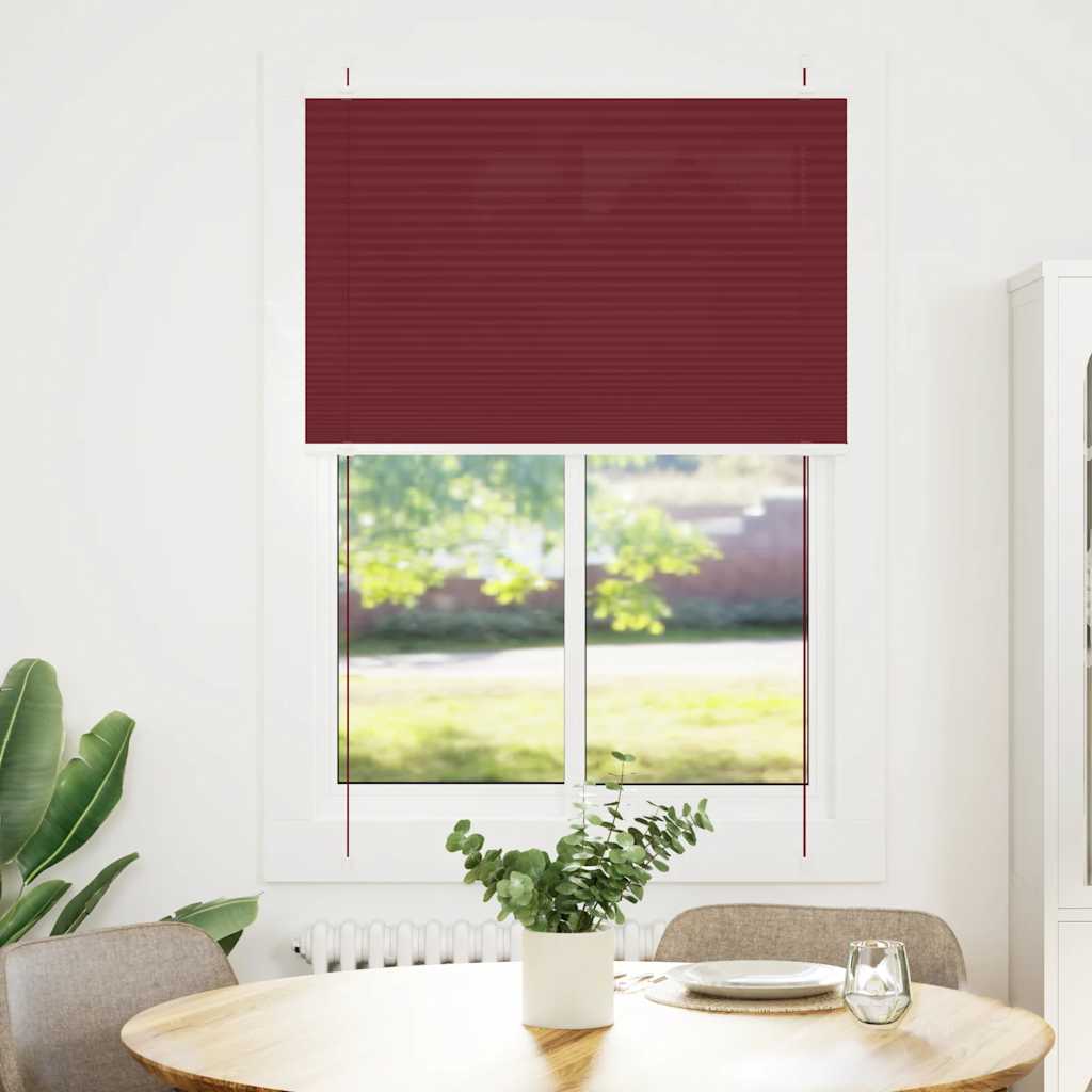 Plissado cego bordéus vermelho 90x150 cm largura tecido