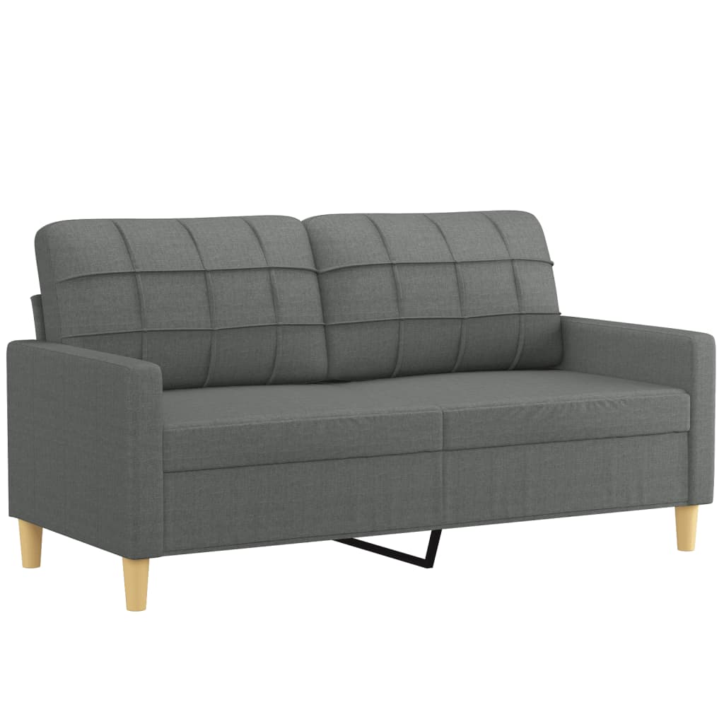2 Pcs conjunto de sofás com almofadões tecido cinzento-escuro