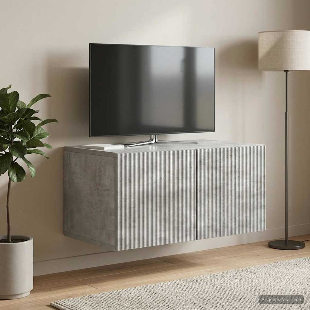 Gabinete de TV de parede cinzento cimento 59,5 x 41 x 30 cm