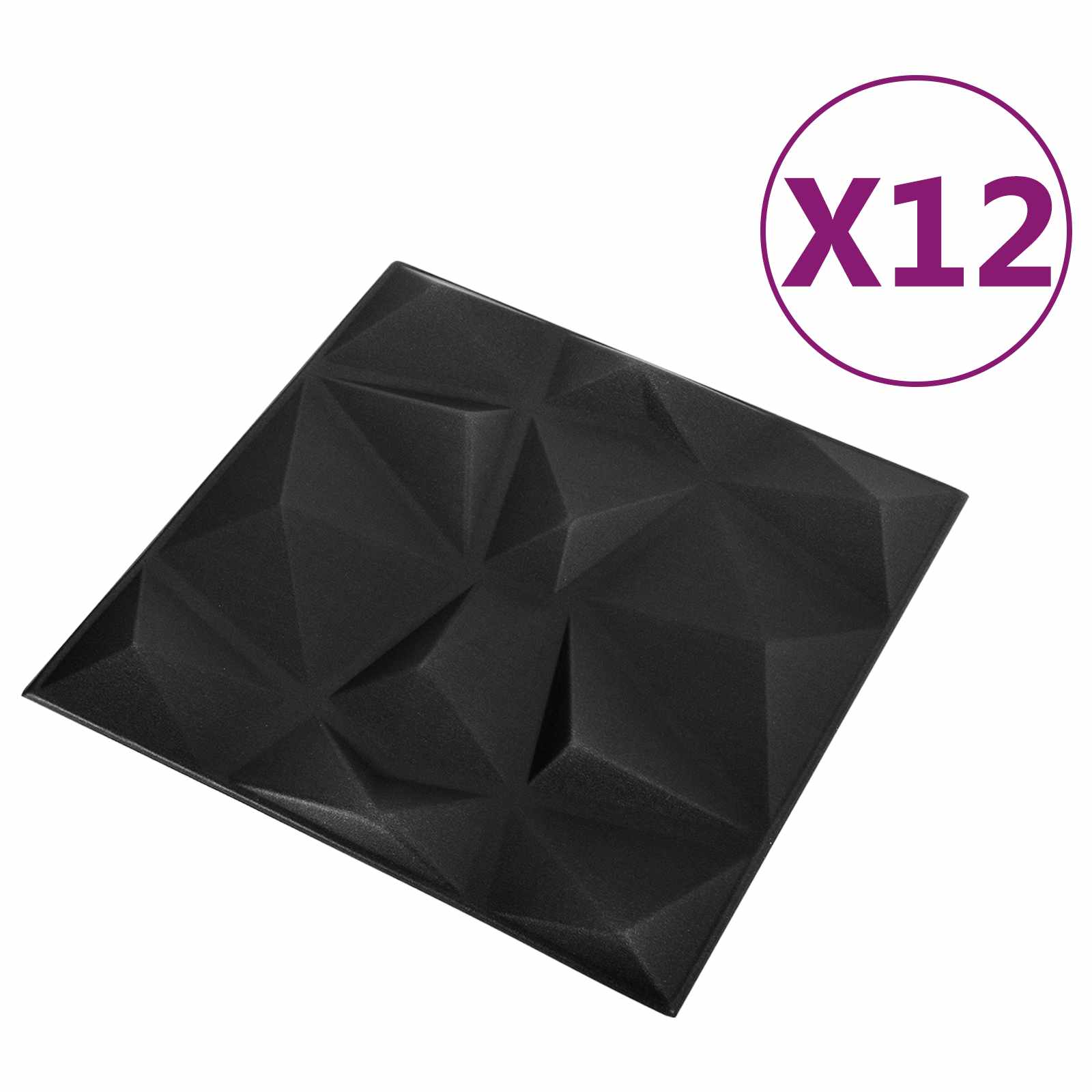 Painéis de parede 12 unid. 50 x 50 cm preto diamante espuma xps