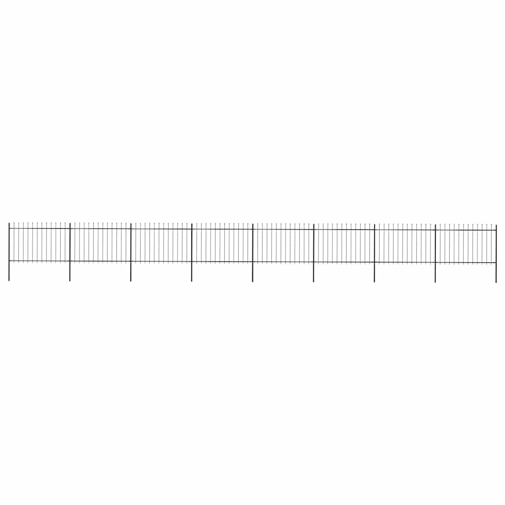 Cerca de jardim com topo em forma de lança em aço 1339x120 cm, preta