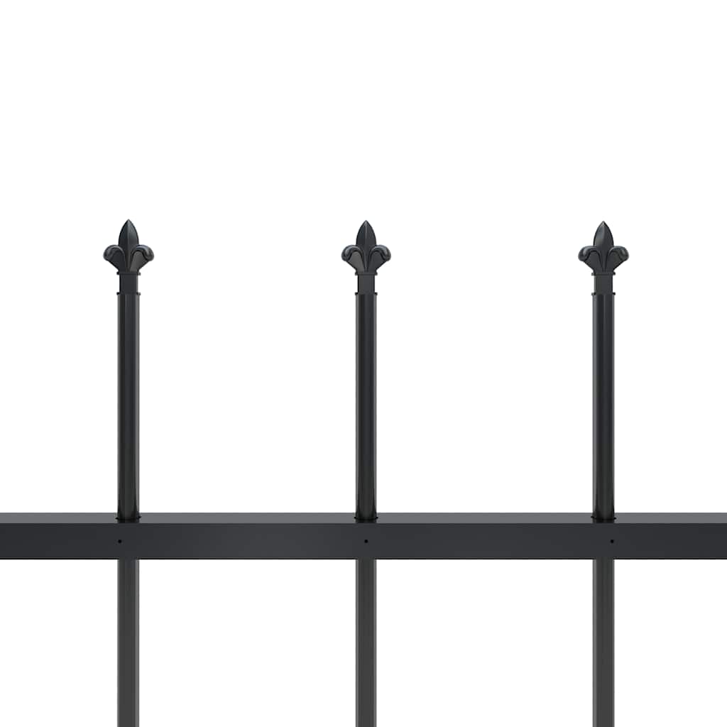Cerca de jardim com topo em forma de lança em aço 1339x120 cm, preta