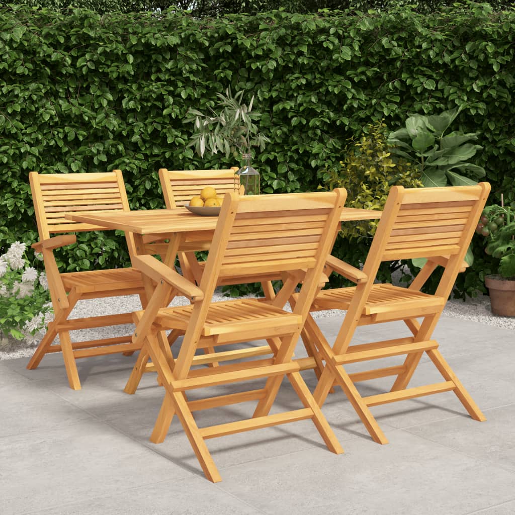 5 Pcs conjunto de jantar p/ jardim madeira de teca maciça
