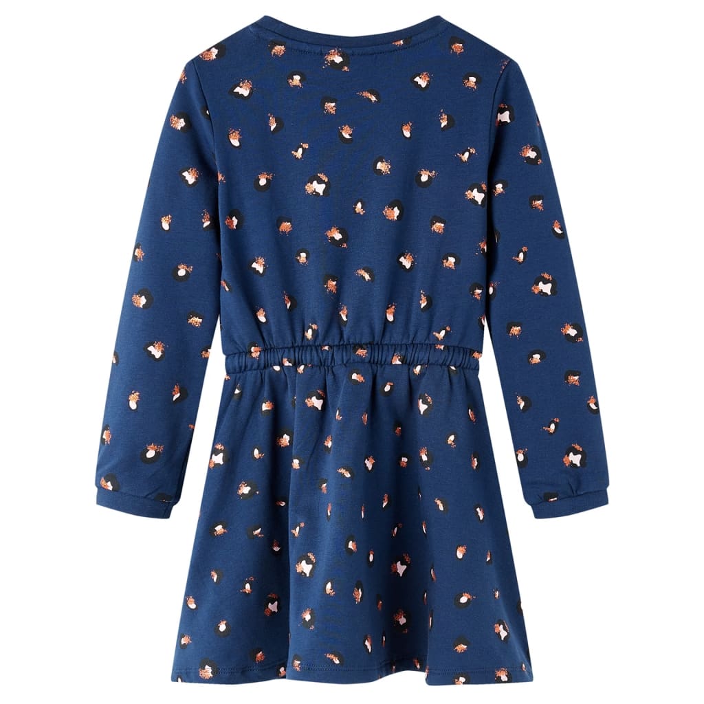Vestido de manga comprida para criança azul-escuro 128