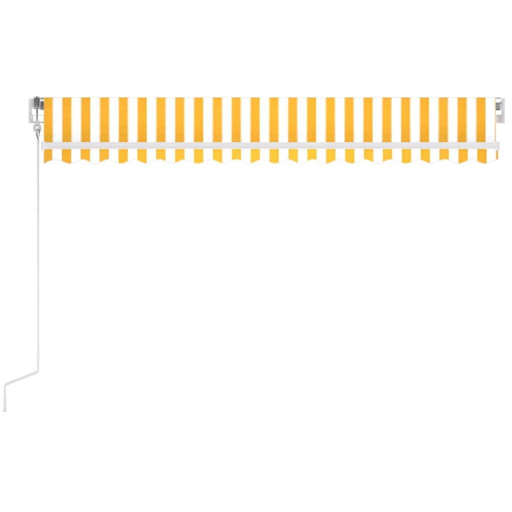 Toldo autom. LED e sensor de vento 450x300 cm amarelo/branco