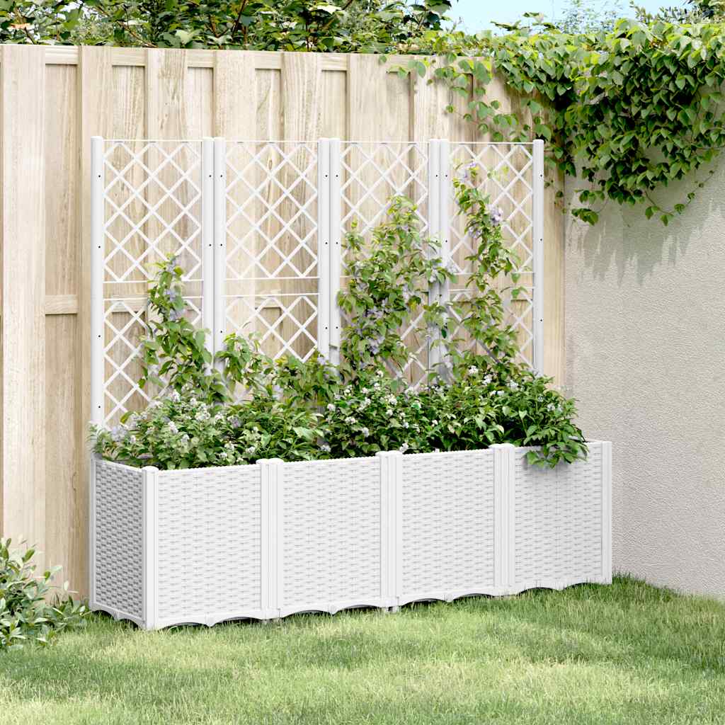 Vaso/floreira de jardim c/ treliça 160x40x140 cm PP branco