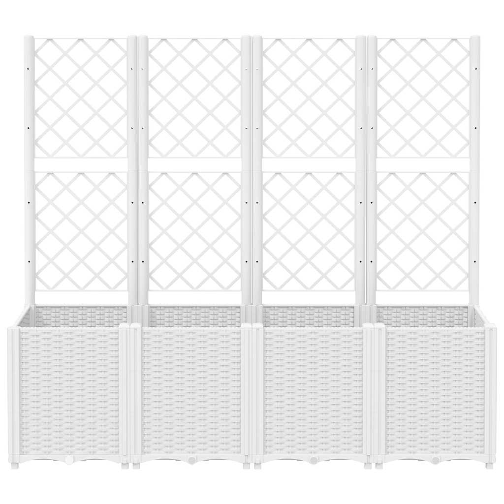 Vaso/floreira de jardim c/ treliça 160x40x140 cm PP branco
