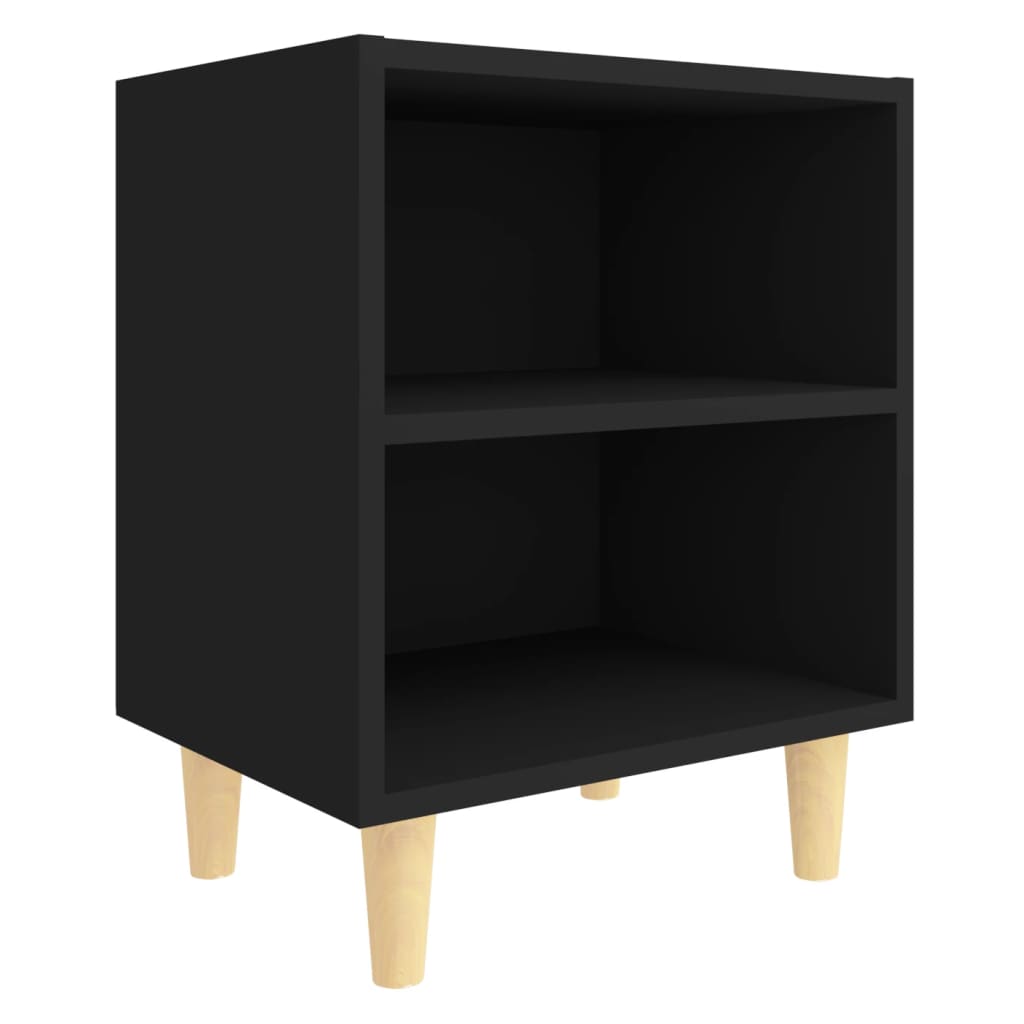 Mesa de cabeceira c/ pernas madeira maciça 40x30x50 cm preto