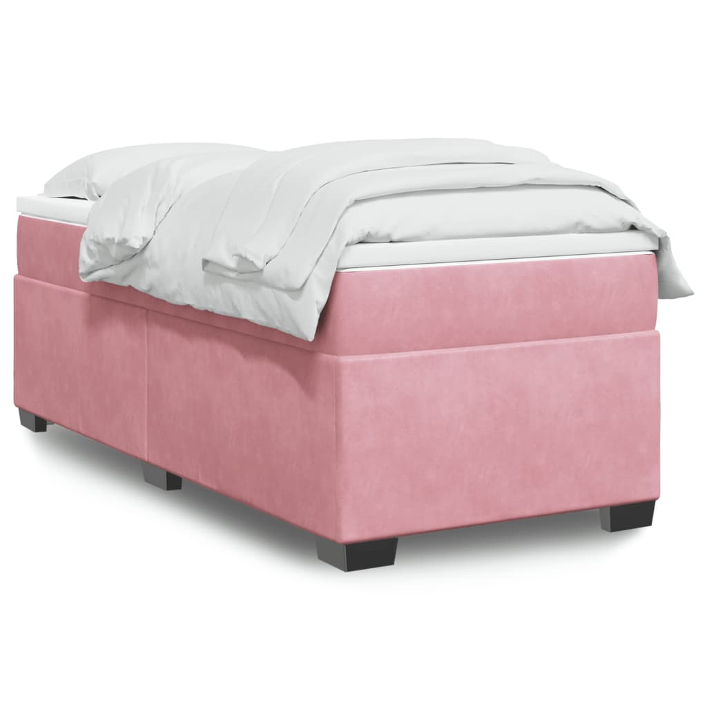 Cama com molas/colchão 100x200 cm veludo rosa