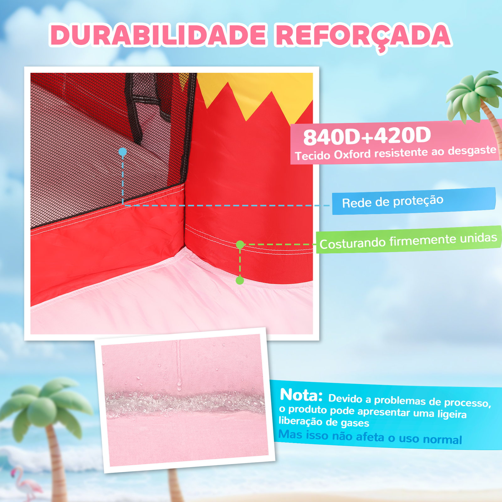 Castelo insuflável para crianças com insuflador escorrega cama elástica piscina de bolas cesto de basquetebol 255x230x196 cm rosa