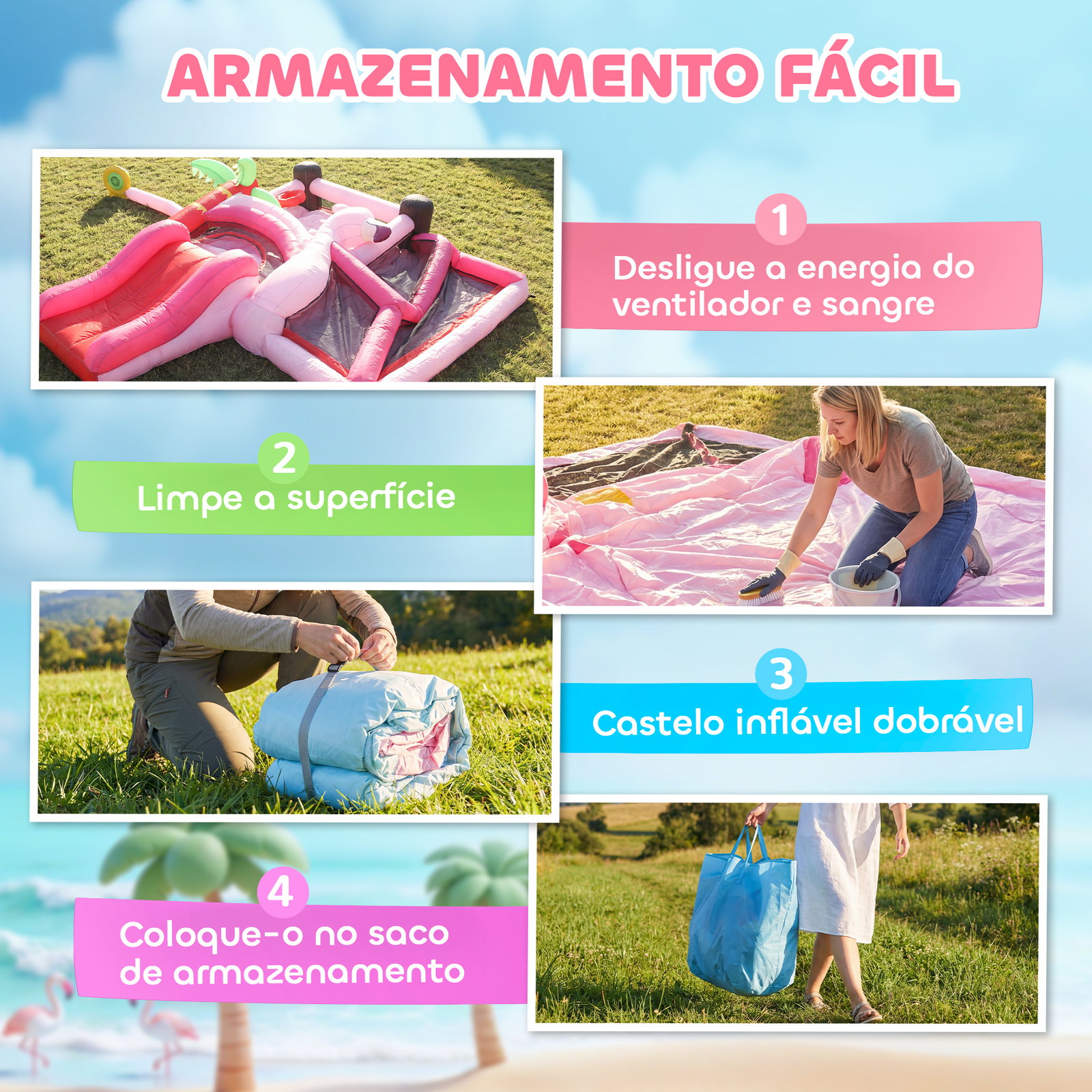 Castelo insuflável para crianças com insuflador escorrega cama elástica piscina de bolas cesto de basquetebol 255x230x196 cm rosa