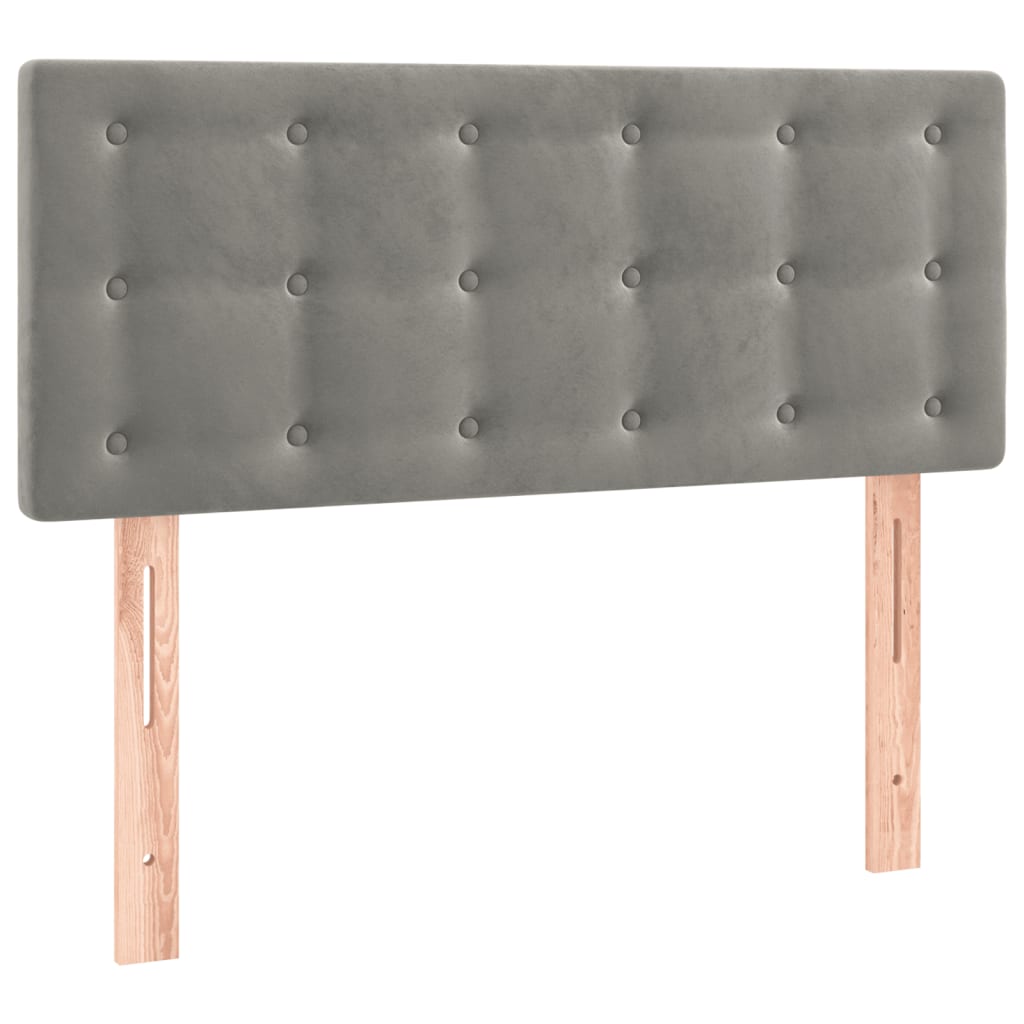 Cabeceira de cama c/luzes LED veludo 100x5x78/88 cm cinza-claro
