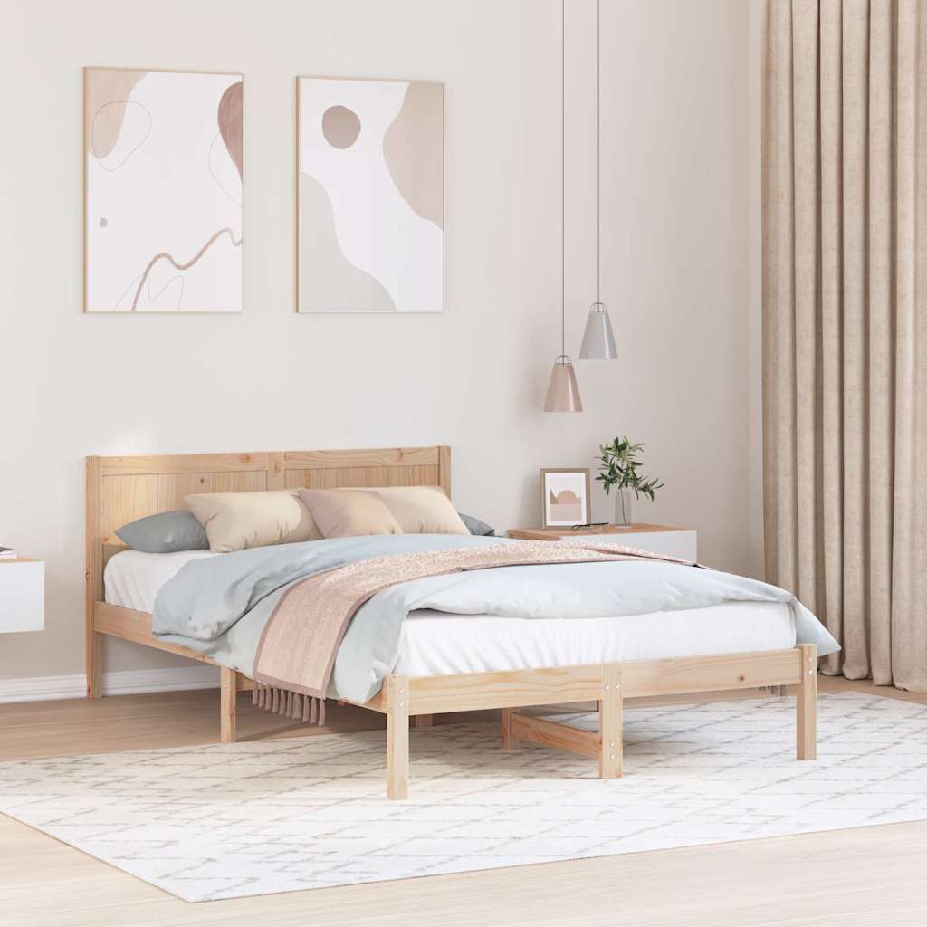 Estrutura da cama castanho 140 x 190 cm madeira de pinho maciça