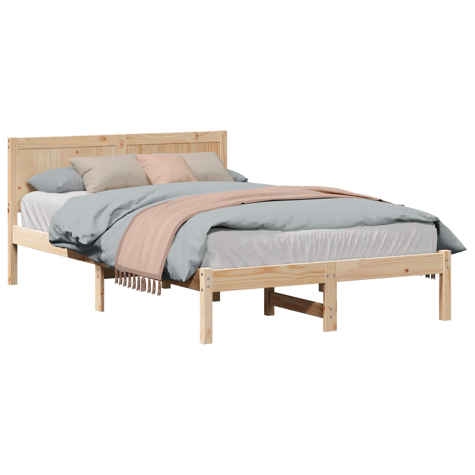 Estrutura da cama castanho 140 x 190 cm madeira de pinho maciça