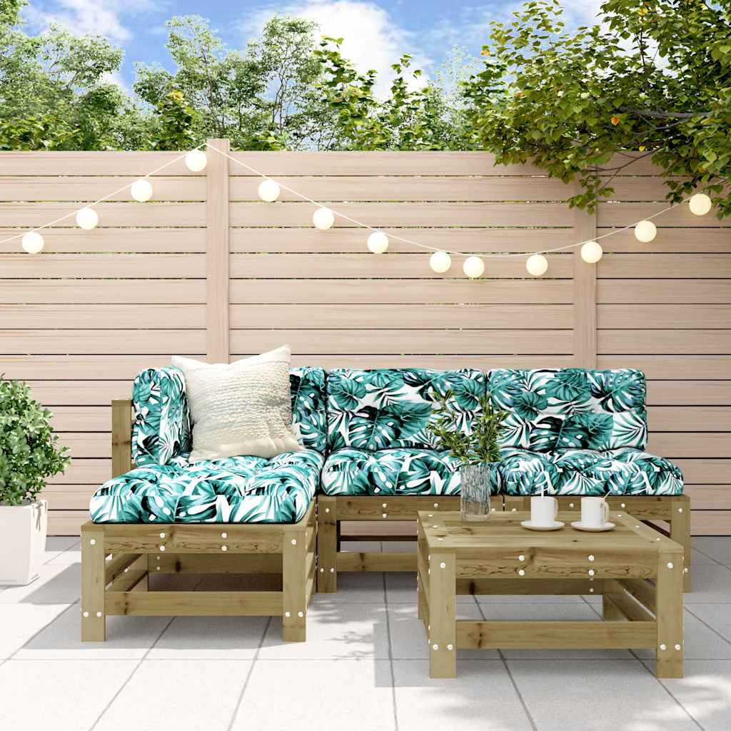 5 Pcs conjunto lounge de jardim madeira de pinho impregnada