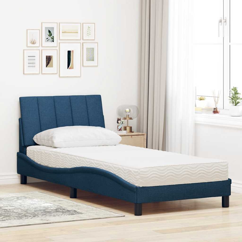 Cama com colchão hanko 90x190 cm tecido azul