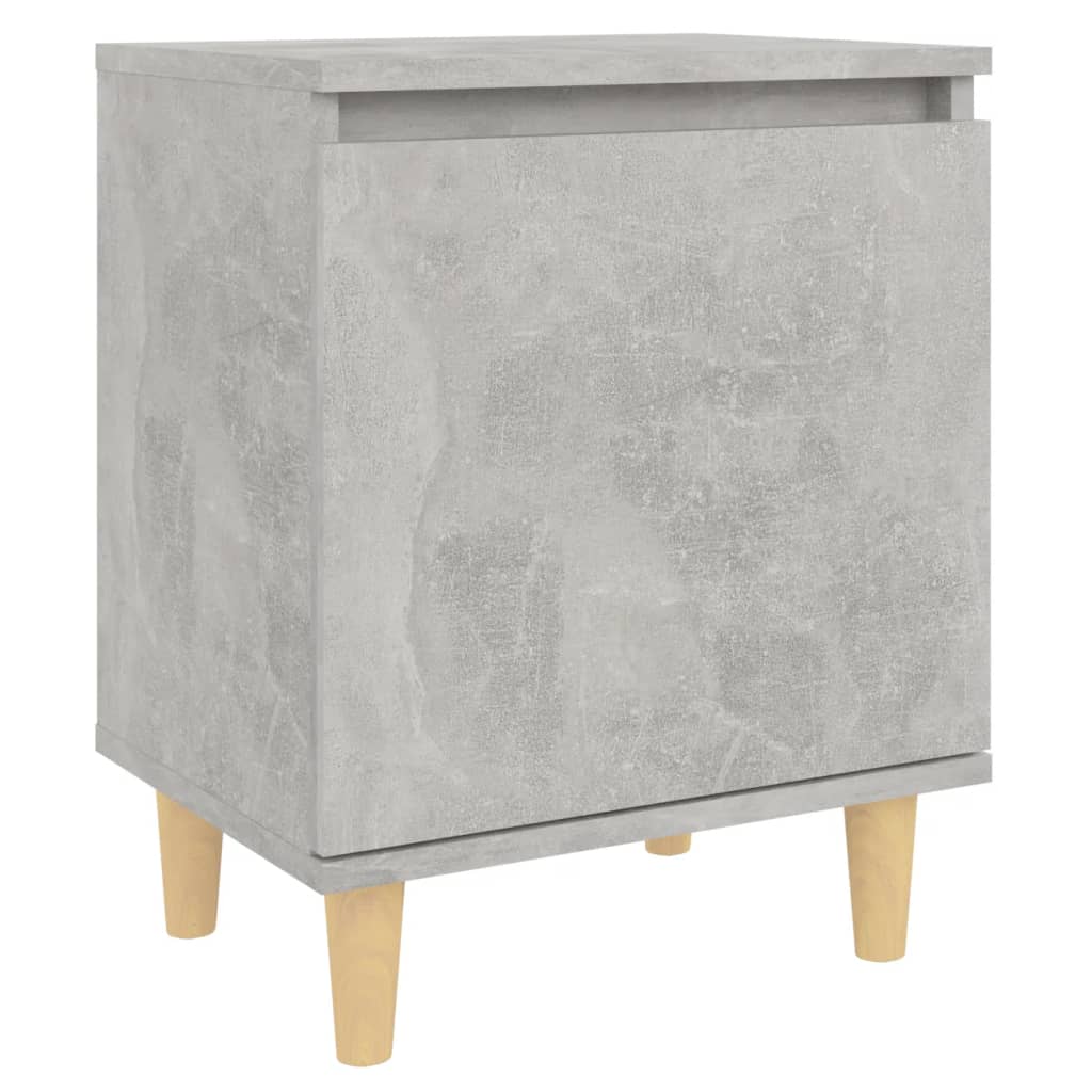 Mesa cabeceira c/ pernas de madeira 40x30x50cm cinzento cimento
