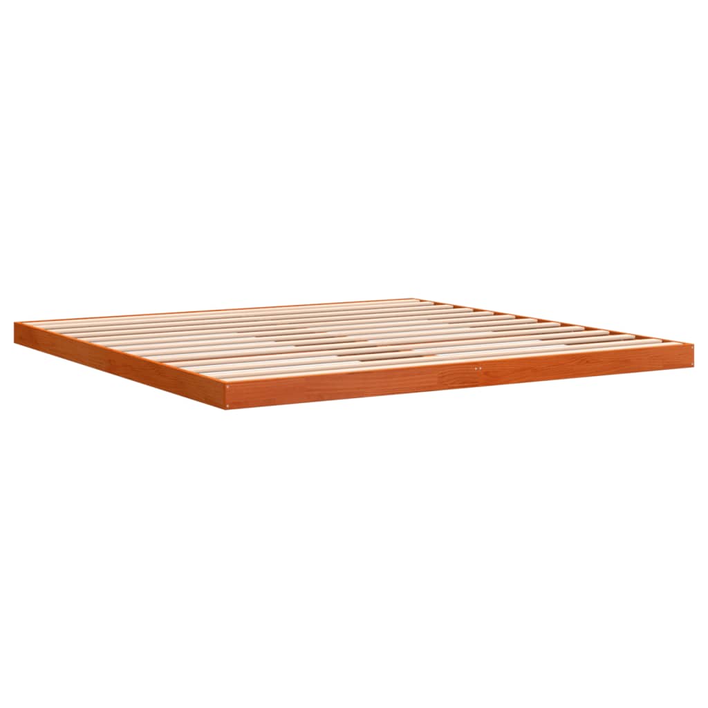 Estrutura de cama 200x200 cm pinho maciço castanho cera
