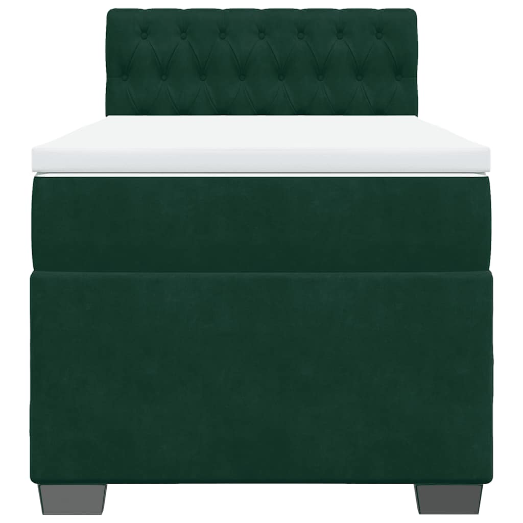 Cama com molas/colchão 80x200 cm veludo verde-escuro