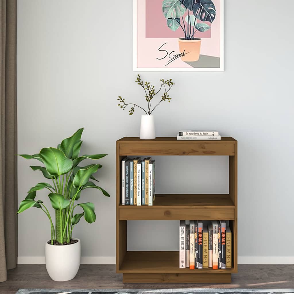 Estante para livros 60x35x71 cm pinho maciço castanho-mel