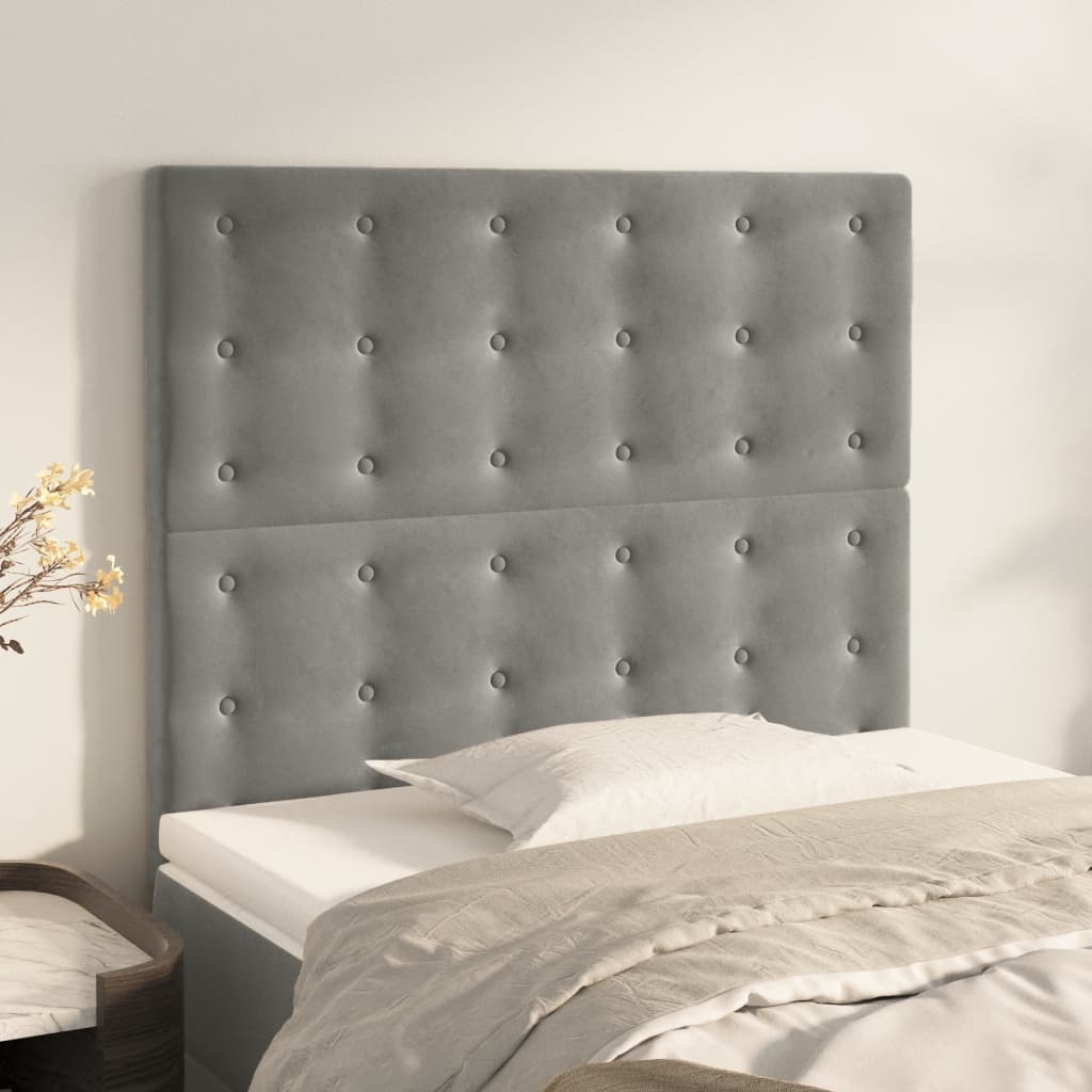 Cabeceira cinza claro 80x5x118/128 cm veludo