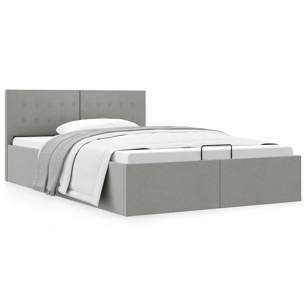 Cama hidráulica c/ arrumação 140x200cm tecido cinza-escuro