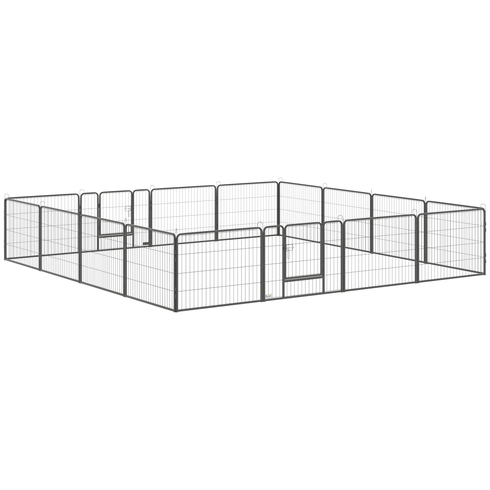 Parque de jogos para cães com 16 segmentos 60 cm de altura canil animais de estimação cercado para cães externo cinzento