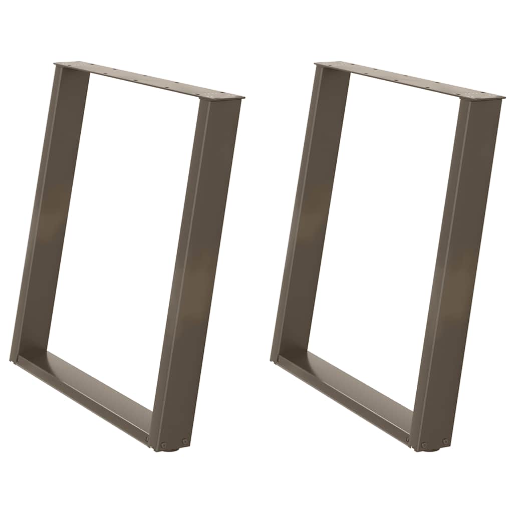Pés para mesa de jantar em formato de u, 2 peças, aço natural, 70x(72-73) cm, aço