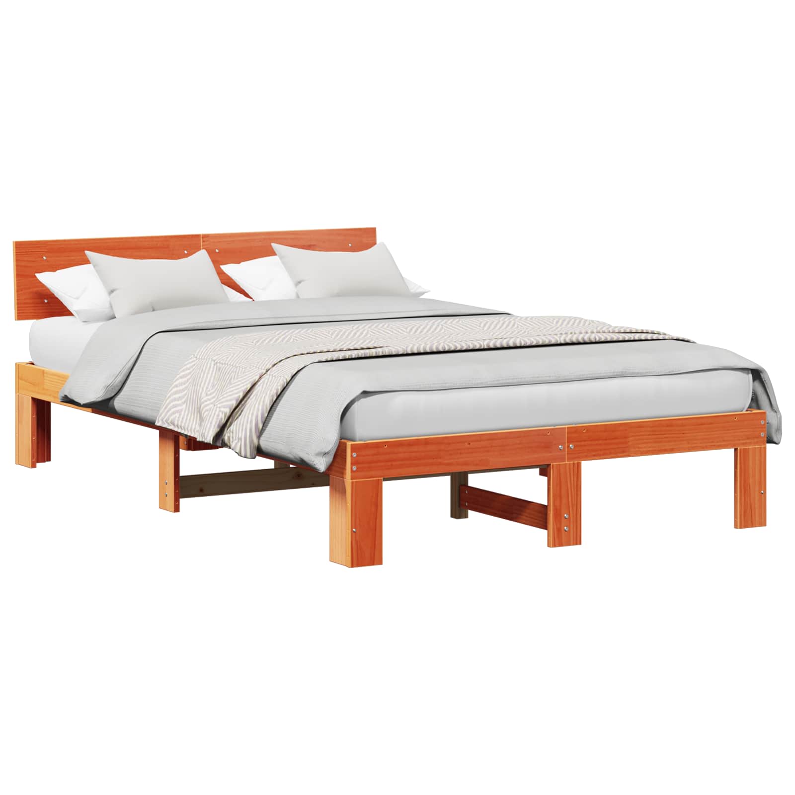 Estrutura da cama com cabeceira marrom cera 135 x 190 cm