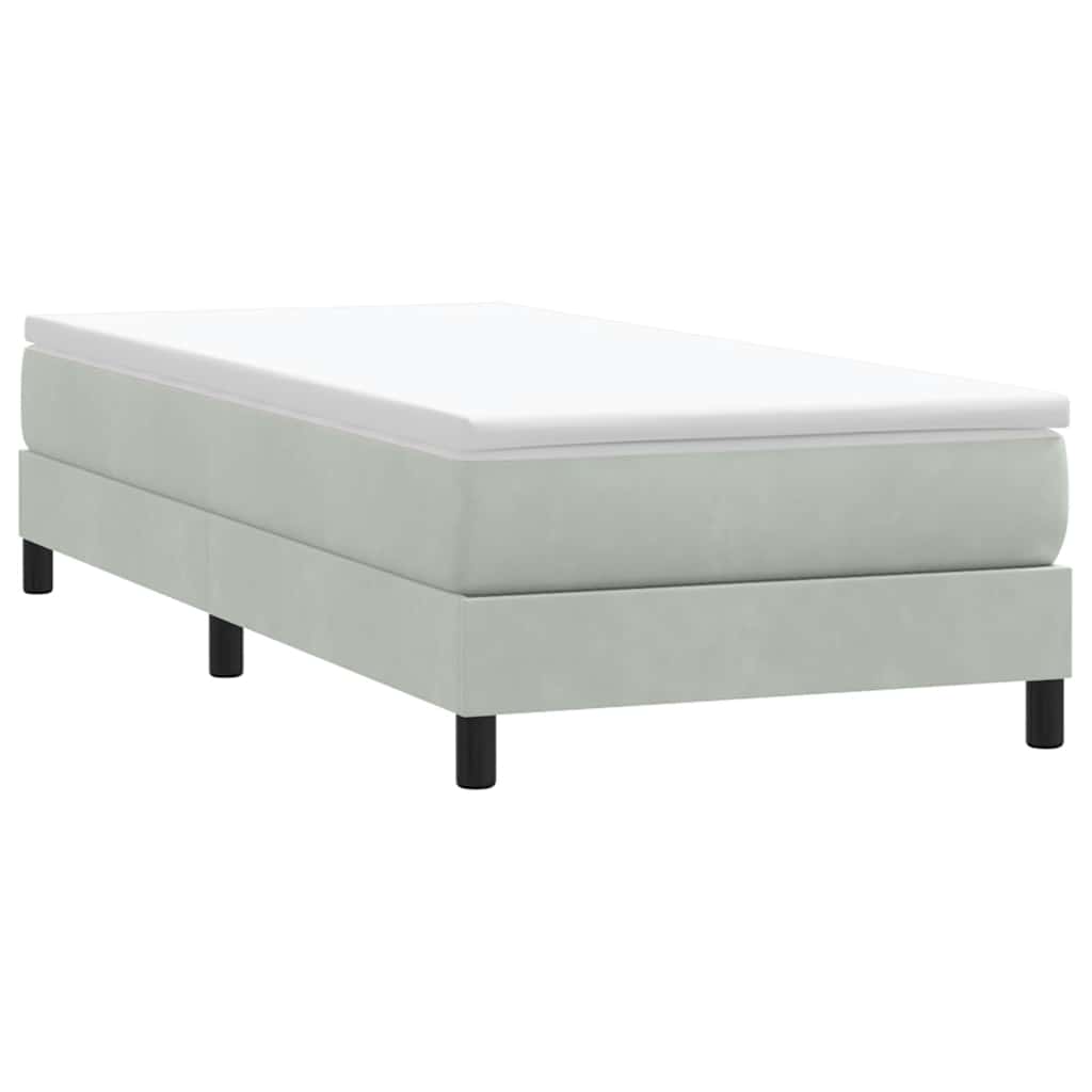 Box cama de primavera sem colchão cinzento claro 80x210 cm