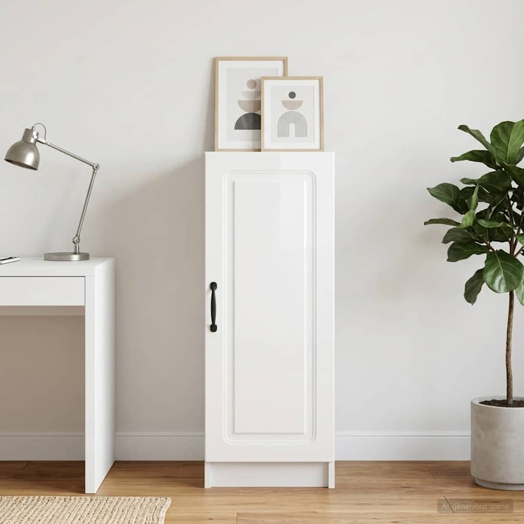 Buffet branco brilhante 33 x 34,5 x 87 cm derivados de madeira