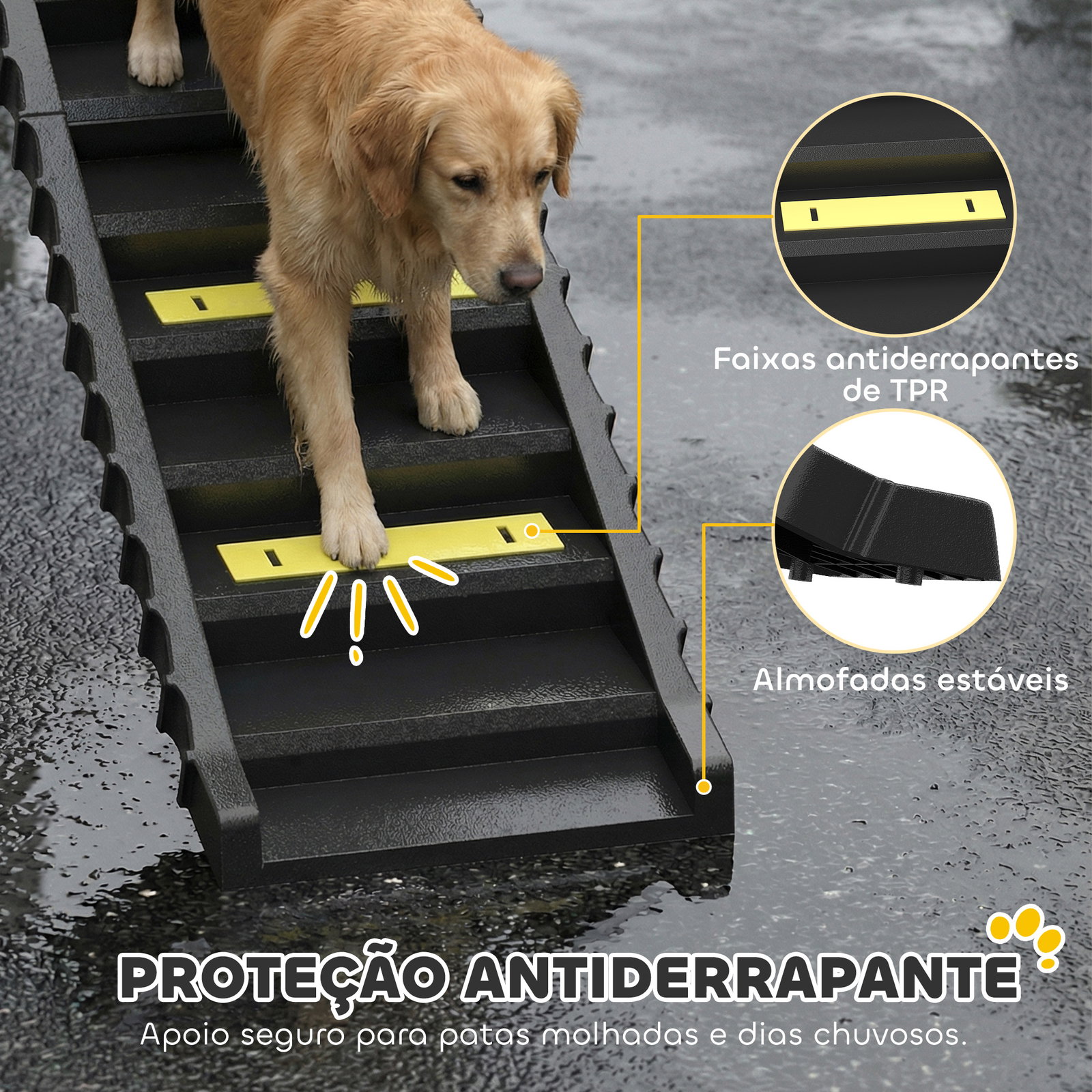 Rampa para cães dobrável 154 cm rampa para cães para carro e cama com 10 degraus antideslizantes suporta até 68 kg preto