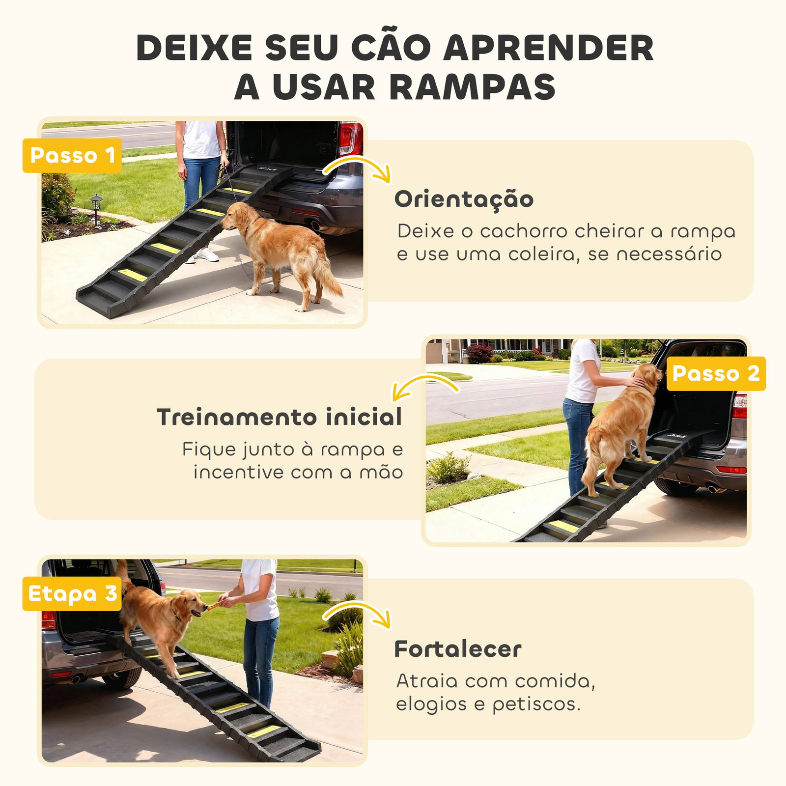 Rampa para cães dobrável 154 cm rampa para cães para carro e cama com 10 degraus antideslizantes suporta até 68 kg preto