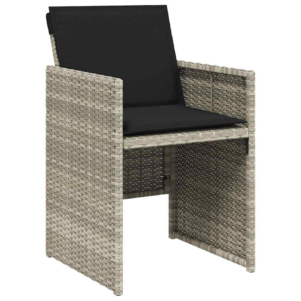 9 Pcs conjunto de jantar p/ jardim c/ almofadões cinzento claro
