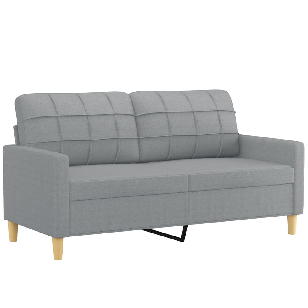 3 Pcs conjunto de sofás com almofadas tecido cinzento-claro
