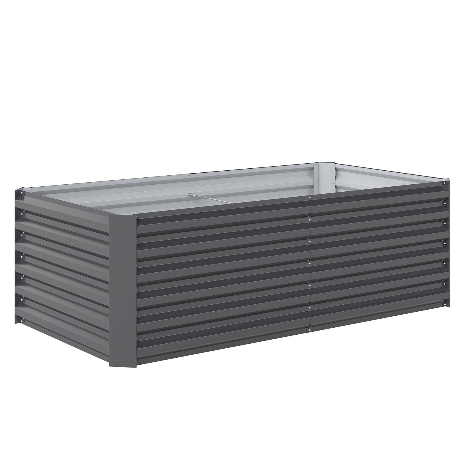 Floreira grande exterior retangular em aço galvanizado para terraço com base aberta 180x90x57,5 cm cinzento