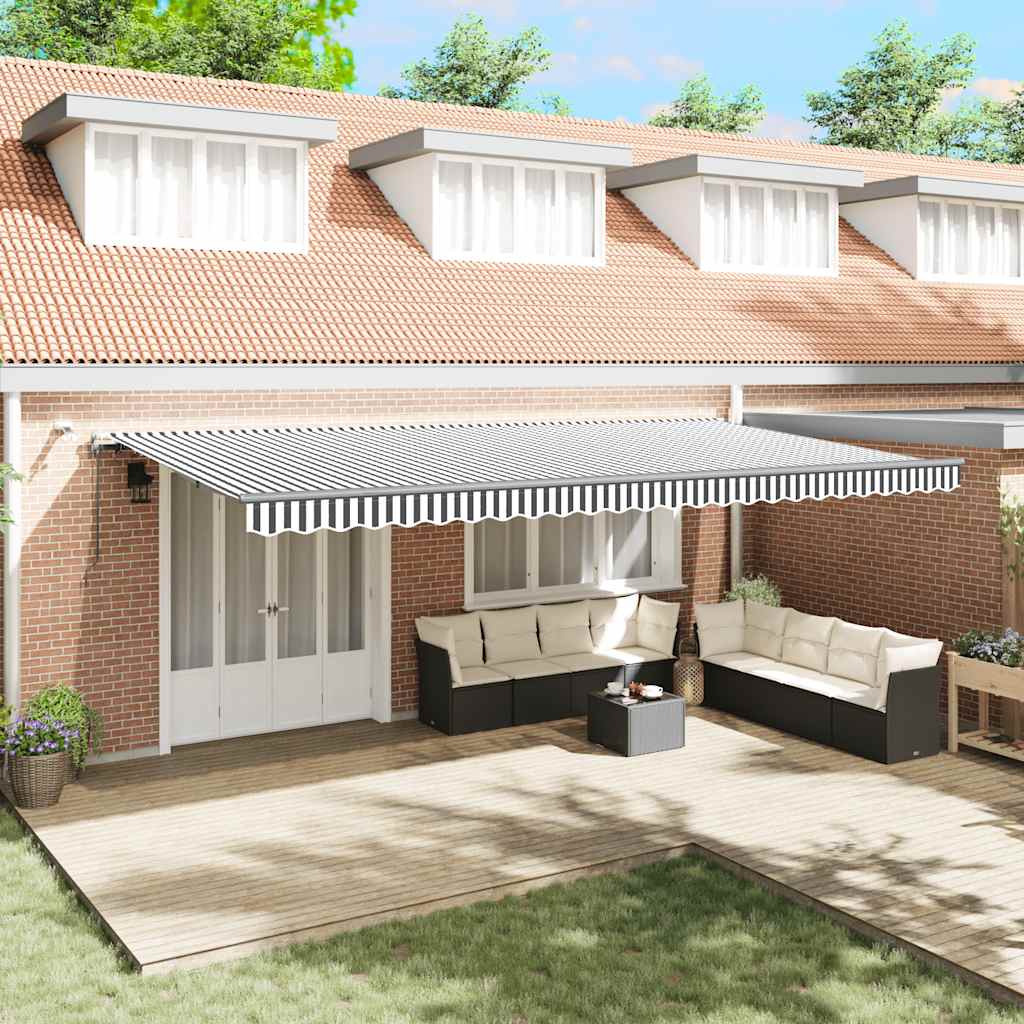 Toldo retrátil automático com leds 600x300 cm antracite/branco