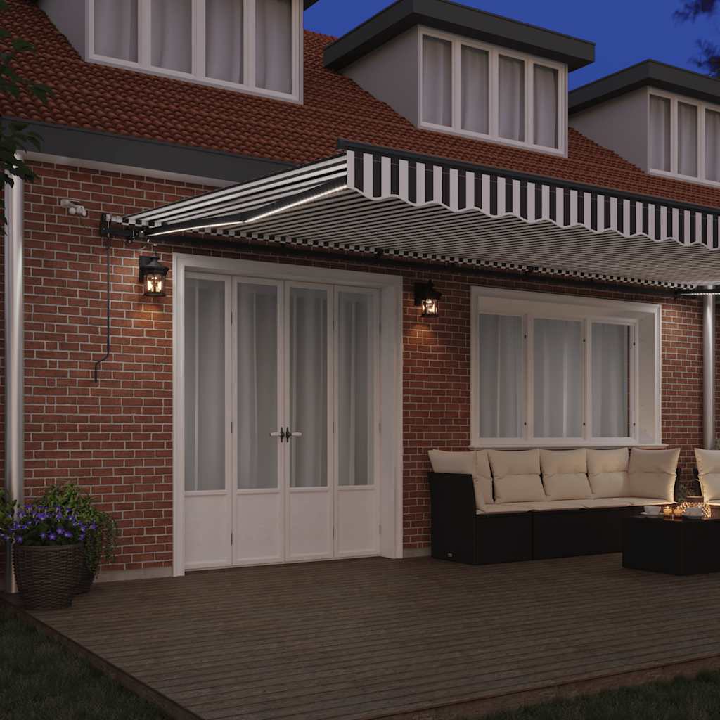 Toldo retrátil automático com leds 600x300 cm antracite/branco