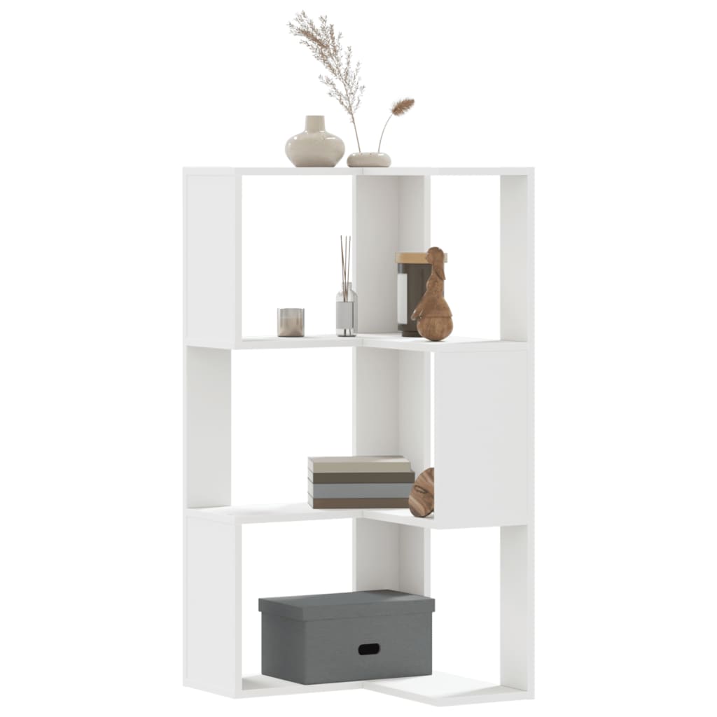 Estante canto 3 prateleiras 50x50x102 cm deriv. madeira branco