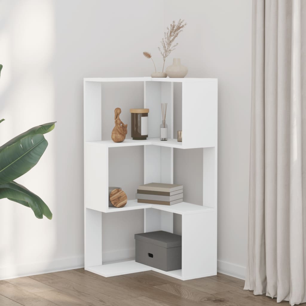Estante canto 3 prateleiras 50x50x102 cm deriv. madeira branco