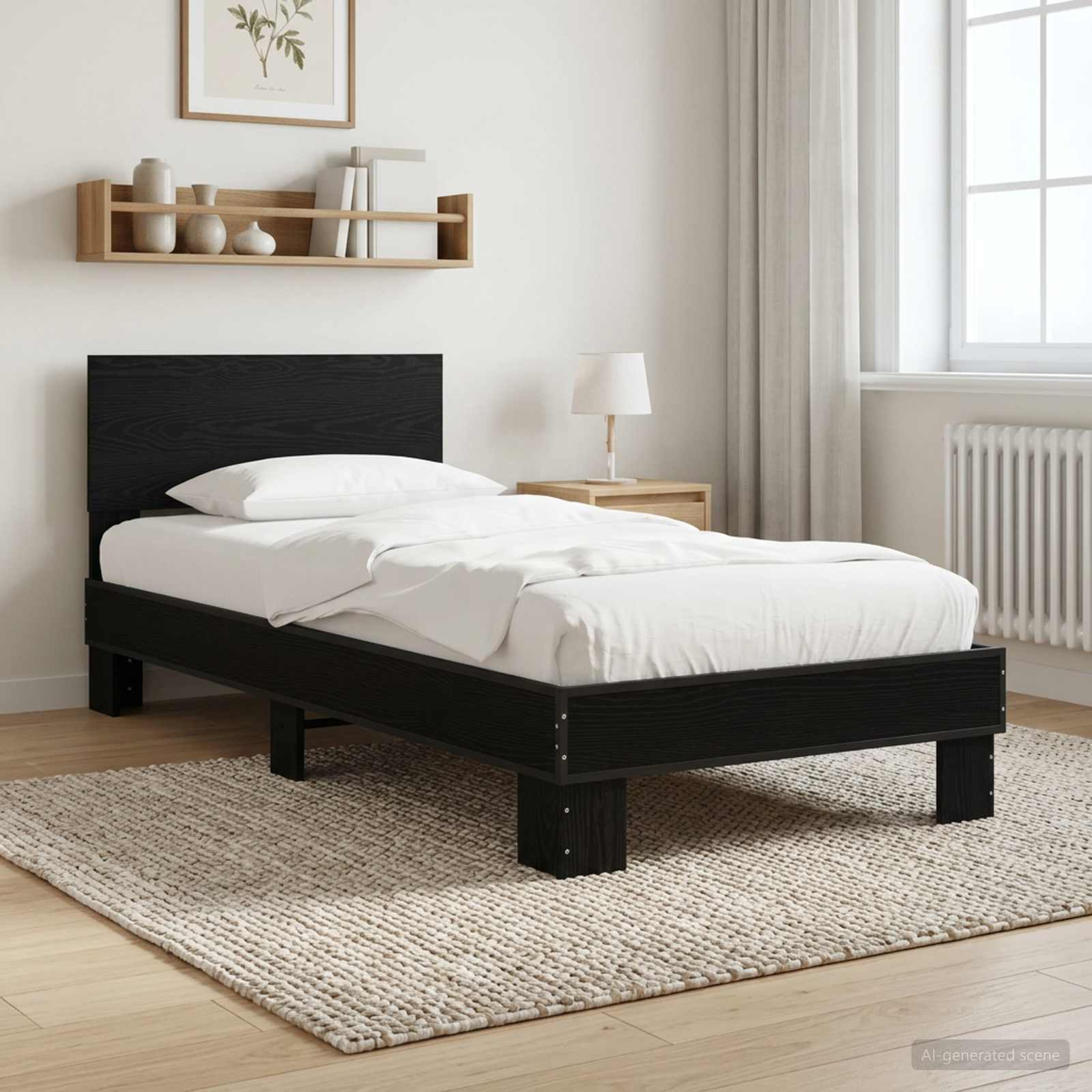 Estrutura de cama com cabeceira carvalho preto 80 x 200 cm