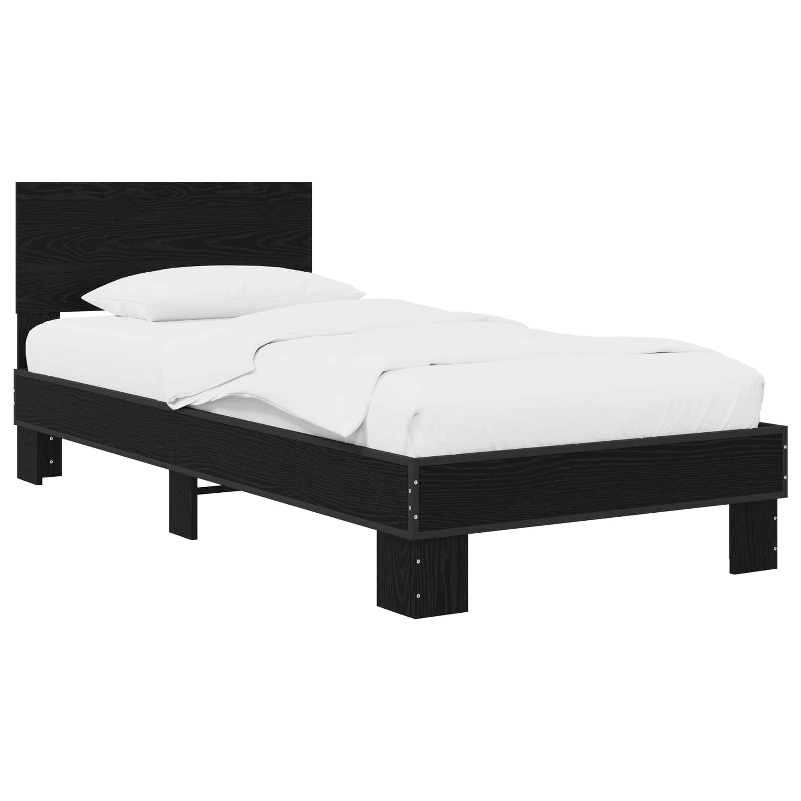 Estrutura de cama com cabeceira carvalho preto 80 x 200 cm