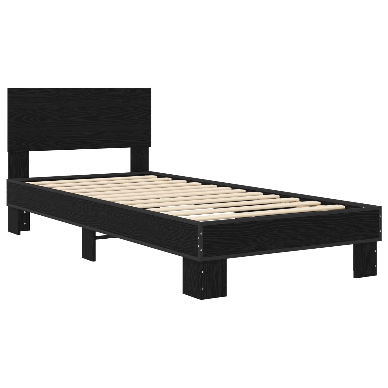 Estrutura de cama com cabeceira carvalho preto 80 x 200 cm