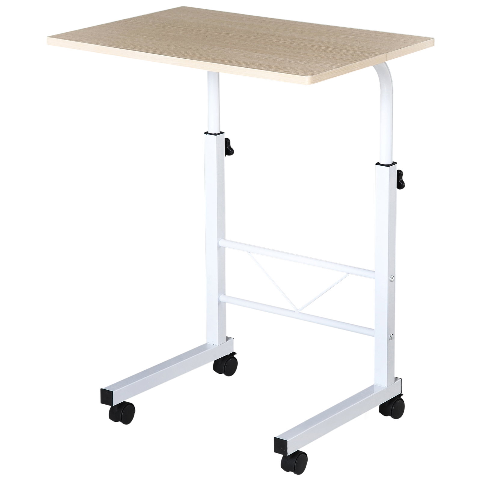 Mesa de computador para hogar escritorio altura ajustável mesa compacta com rodas 60x40x68-78cm cor branco