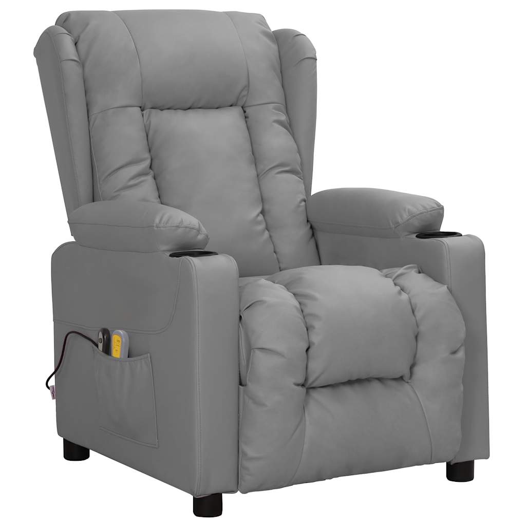 Poltrona de massagens elétrica couro artificial cinzento