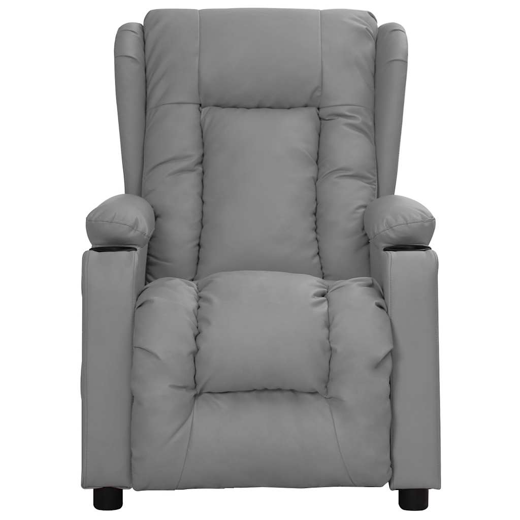 Poltrona de massagens elétrica couro artificial cinzento