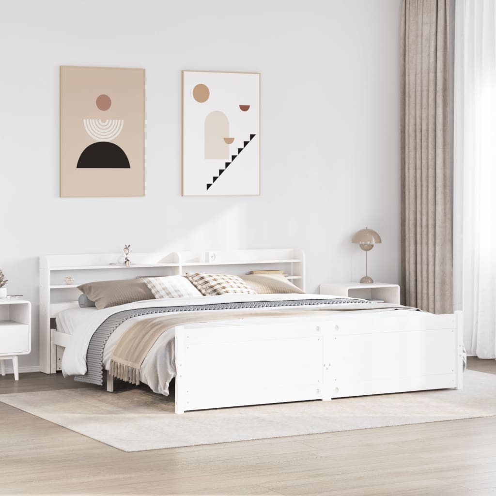 Estrutura de cama c/ cabeceira sem colchão 180x200 cm branco