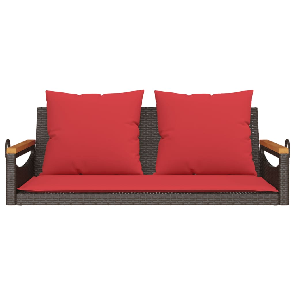 Banco baloiço com almofadões 109x62x40 cm vime PE castanho