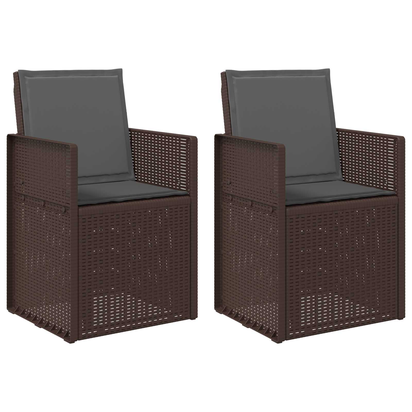 Cadeiras de jantar para jardim 2 unid. castanho e antracite PP