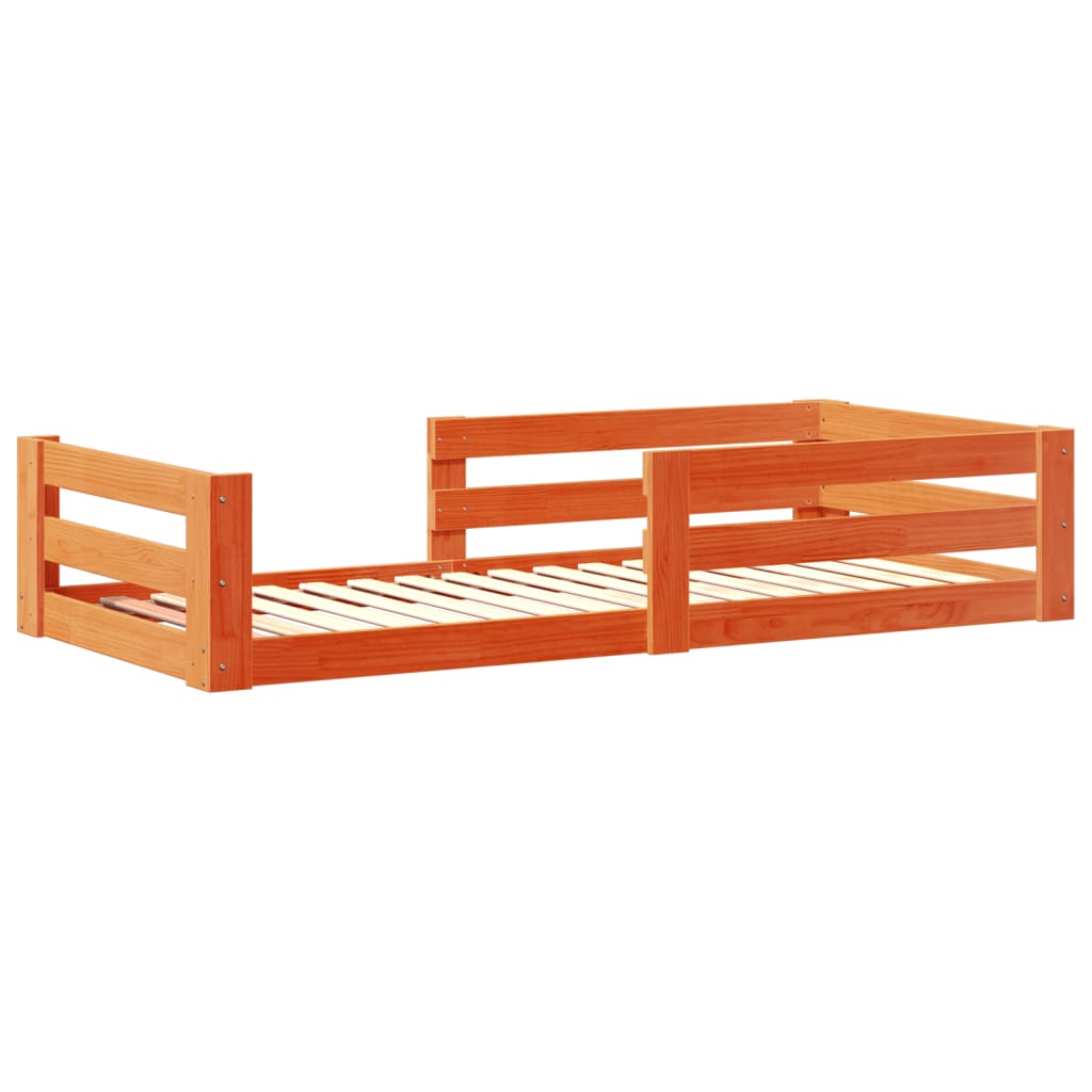 Cama sem colchão 80x160 cm madeira de pinho maciça castanho-mel